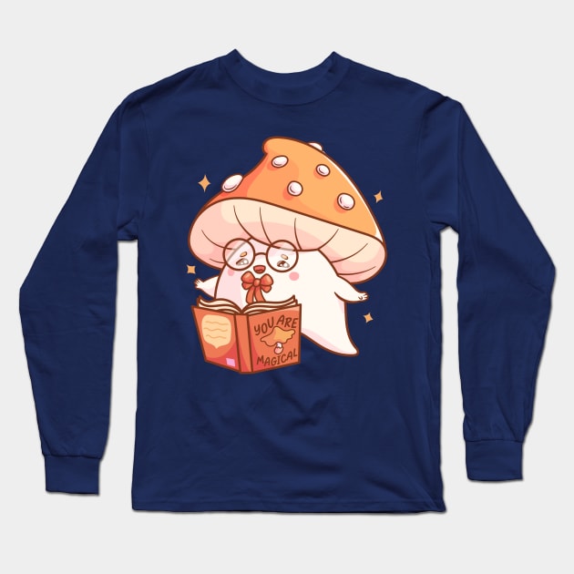 Reading Mushroom Long Sleeve T-Shirt by levinanas_art